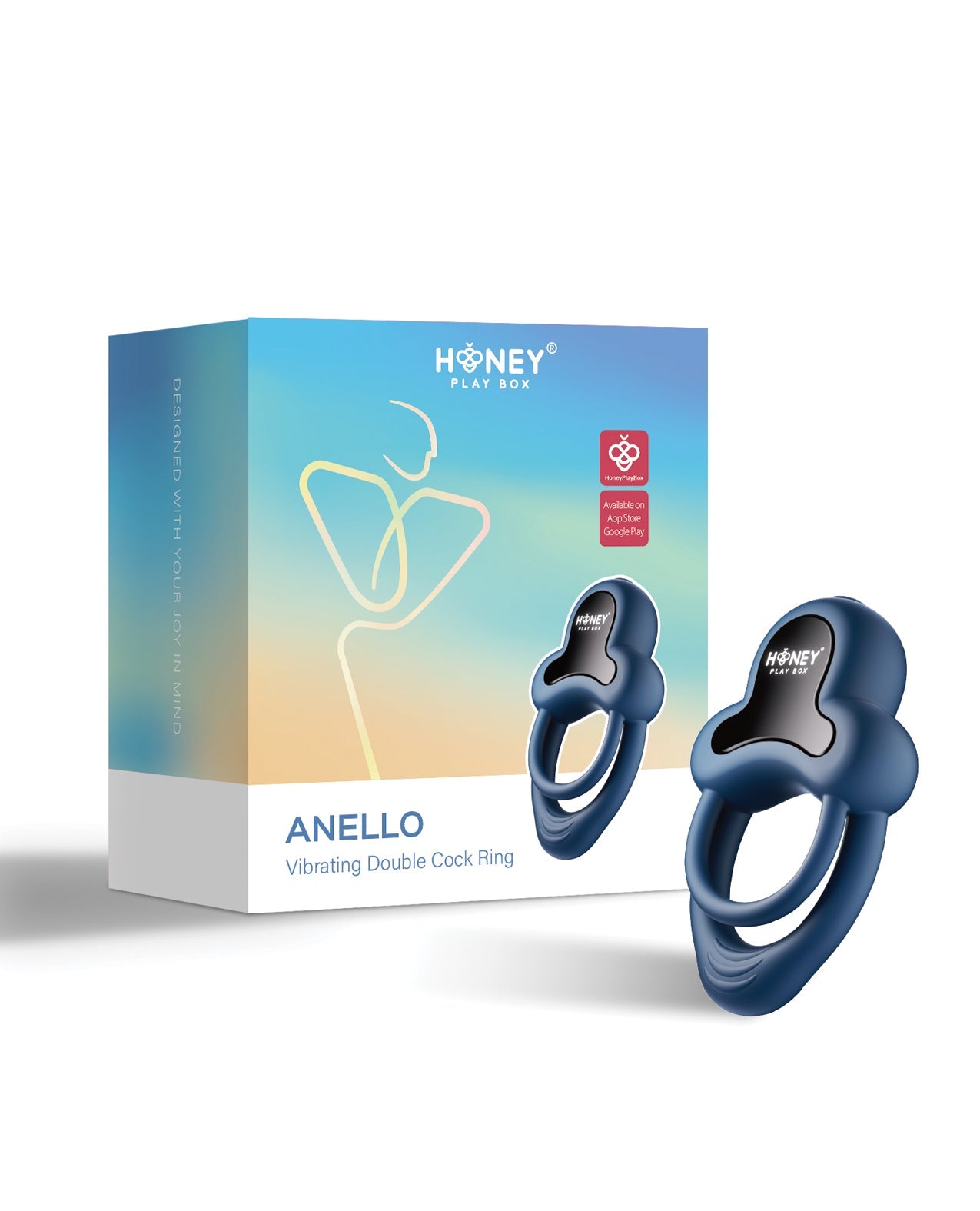 Anello Vibrating Double Cock Ring w/Clitoral Stimulator - Blue by Cock & Balls
