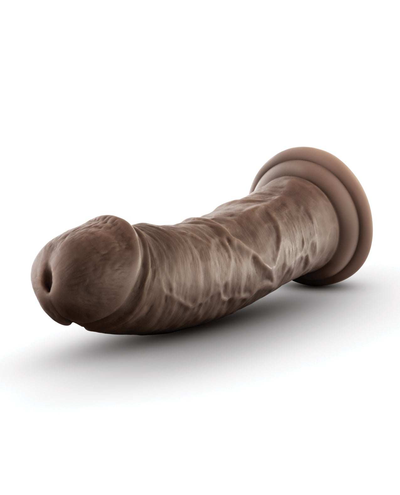 Blush Dr. Skin Silicone 8-inch chocolate dildo with suction cup and lifelike design