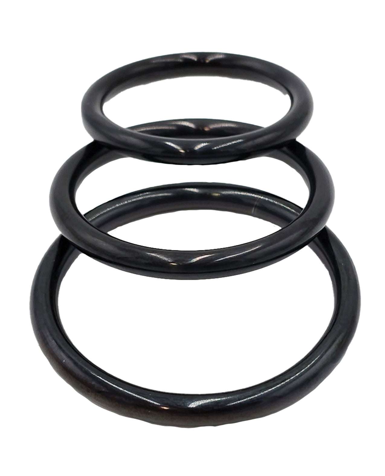 Rouge Black Stainless Steel 3 Piece Cock Ring Set - Black by Cock & Balls