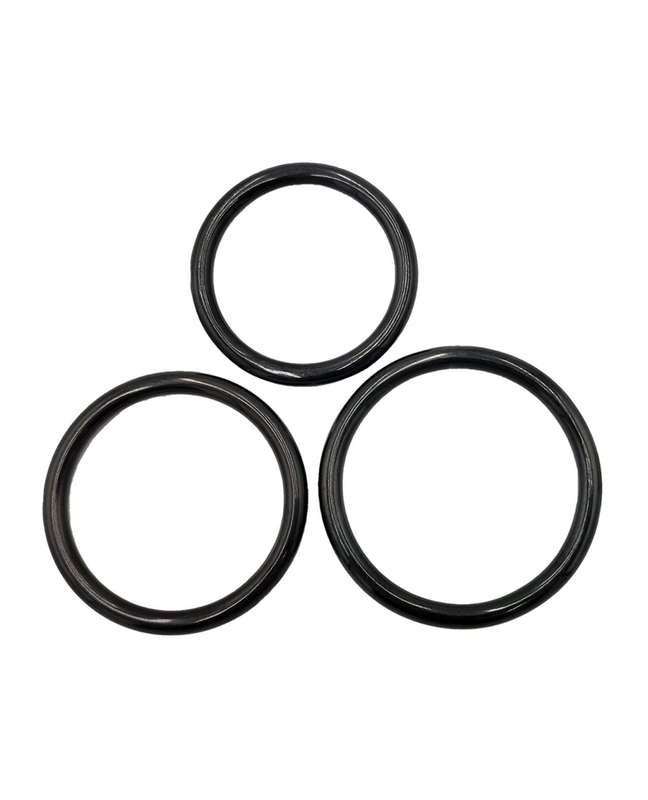 Rouge Black Stainless Steel 3 Piece Cock Ring Set - Black by Cock & Balls