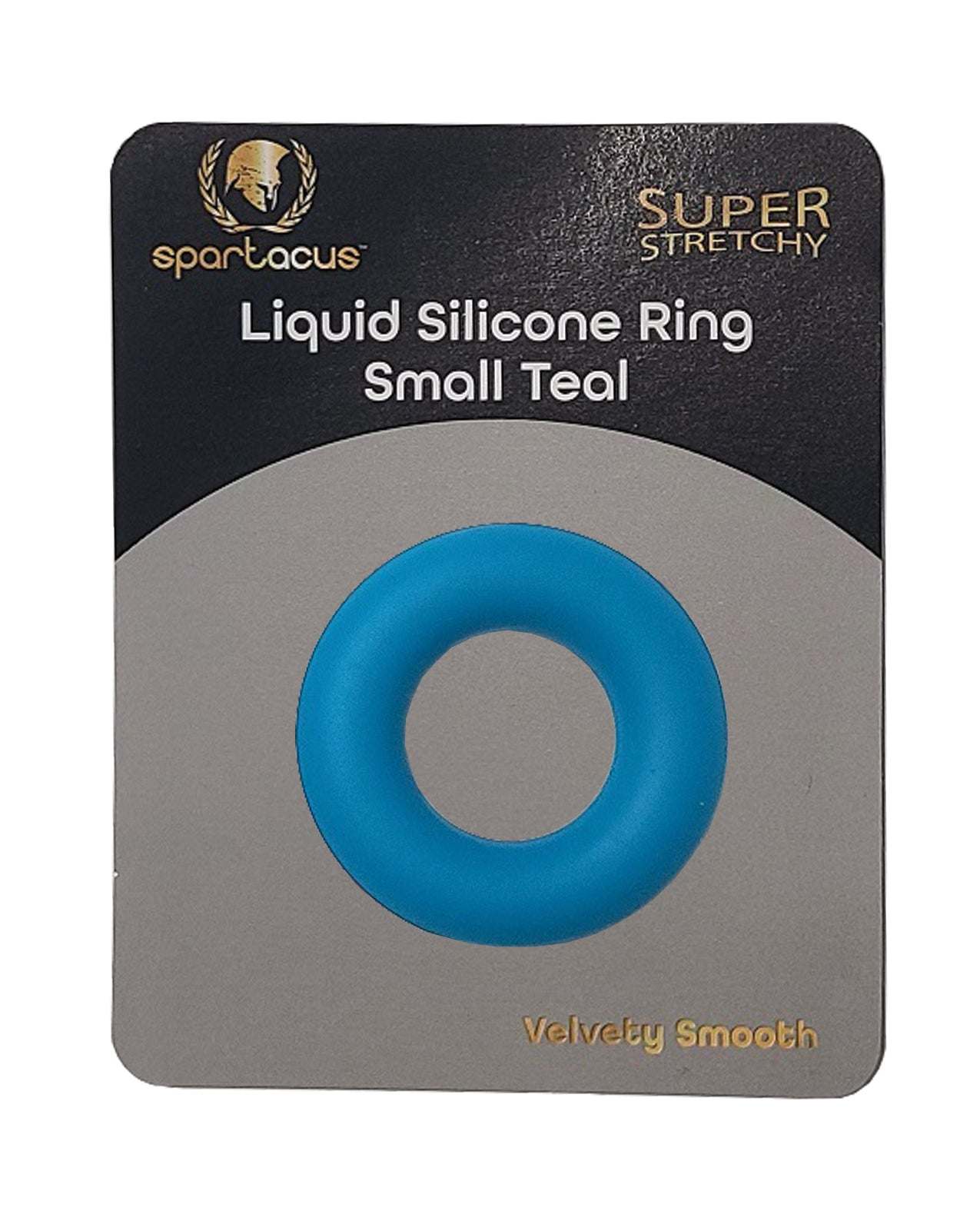 Spartacus Liquid Silicone small teal cock ring, super stretchy and velvety smooth