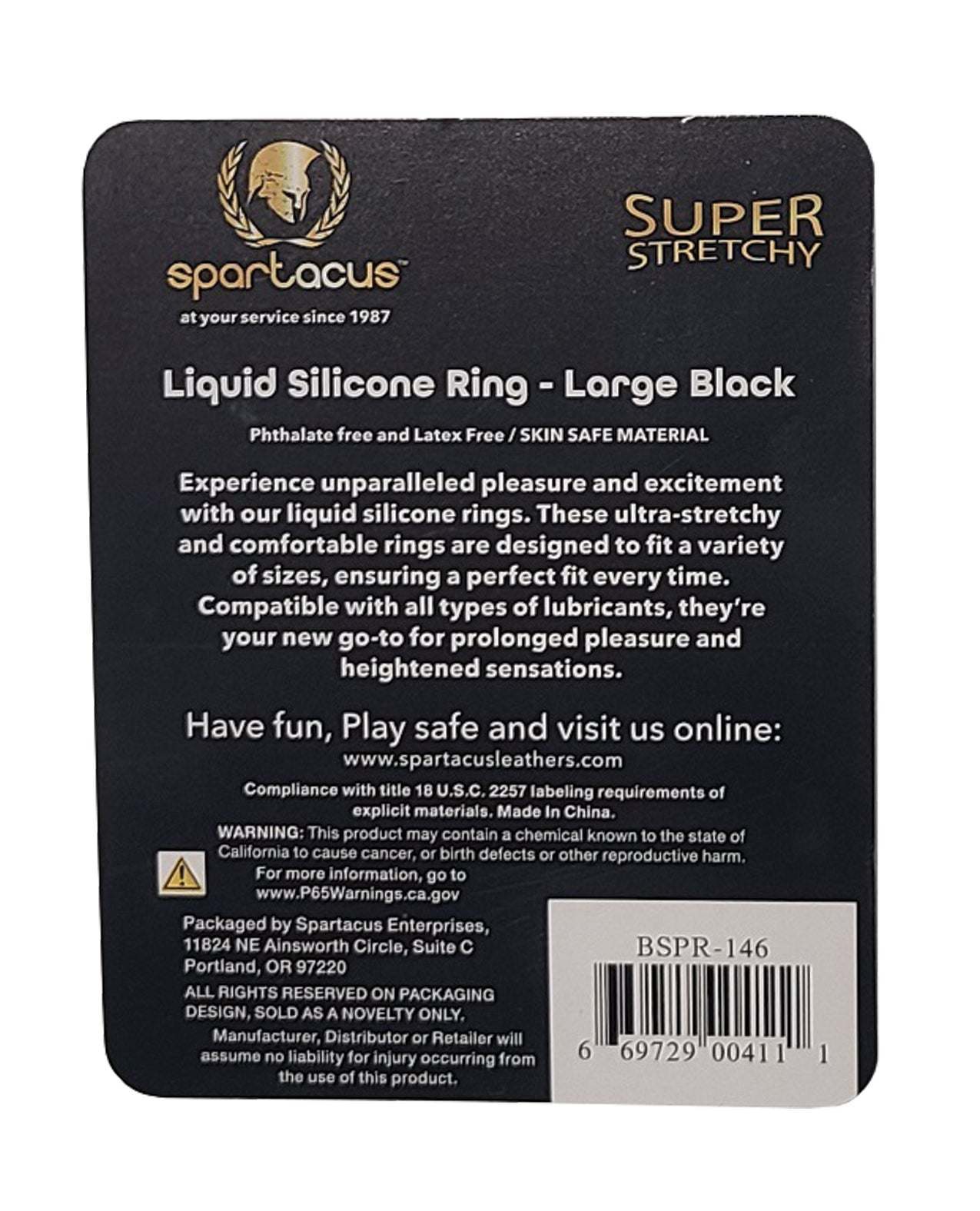 Spartacus Liquid Silicone Cock Ring Large - Black by Cock & Balls