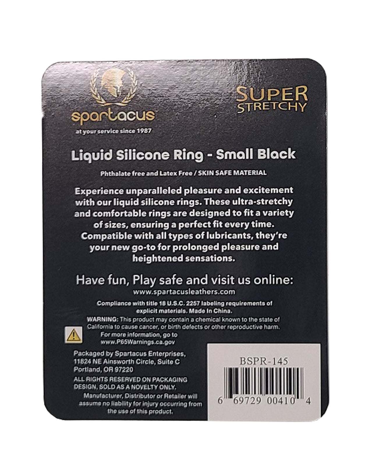 Spartacus Liquid Silicone Cock Ring Small - Black by Cock & Balls