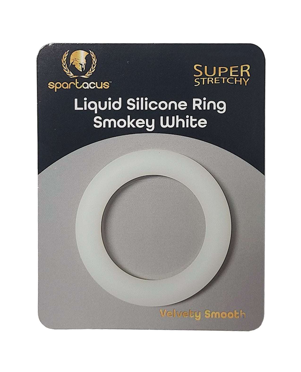 Spartacus Liquid Silicone cock ring in smokey white, super stretchy and velvety smooth for comfortable fit and prolonged pleasure