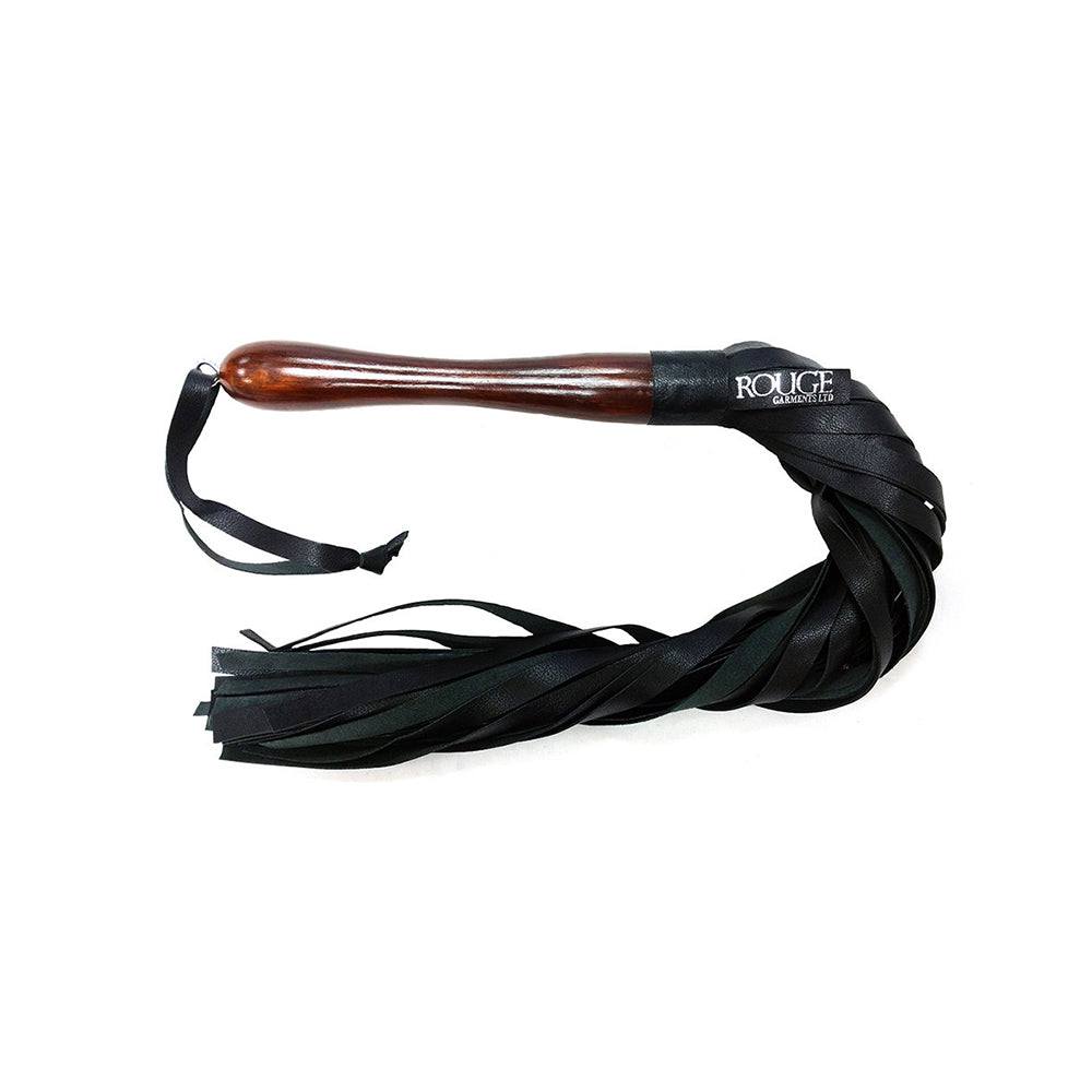 Rouge Wooden Handle Flogger Black by Bondage & Fetish Toys