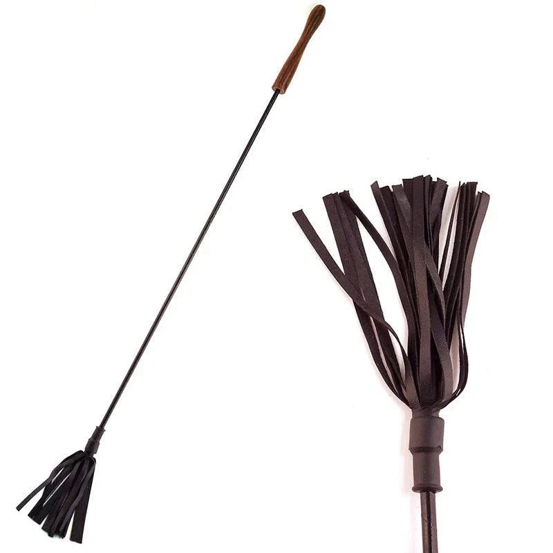 Rouge Riding Crop w/Rounded Wooden Handle Black by Bondage & Fetish Toys
