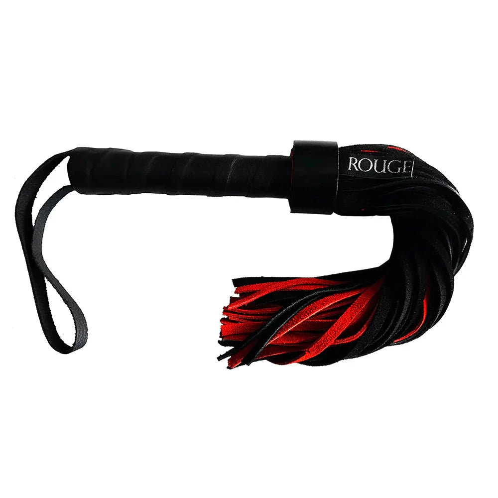 Rouge Short Suede Flogger Leather Handle Black/Red by Bondage & Fetish Toys