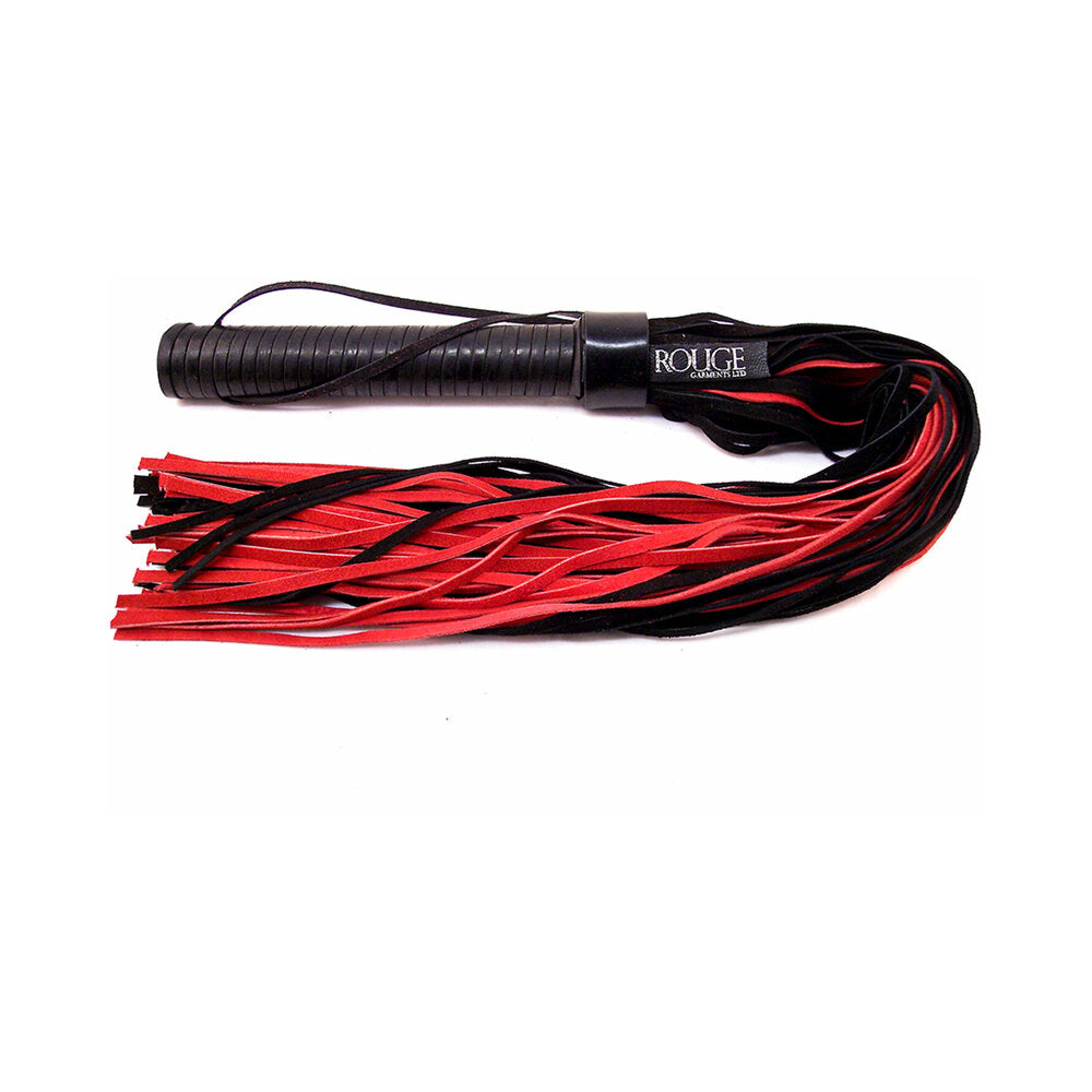 Rouge Suede Flogger with Leather Handle Black/Red by Bondage & Fetish Toys