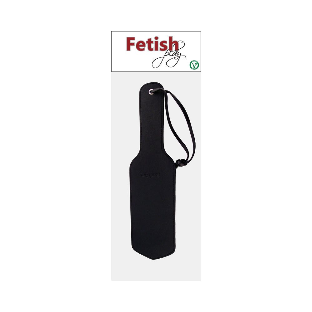 Rouge Fetish Play vegan black faux leather paddle for erotic spanking and impact play