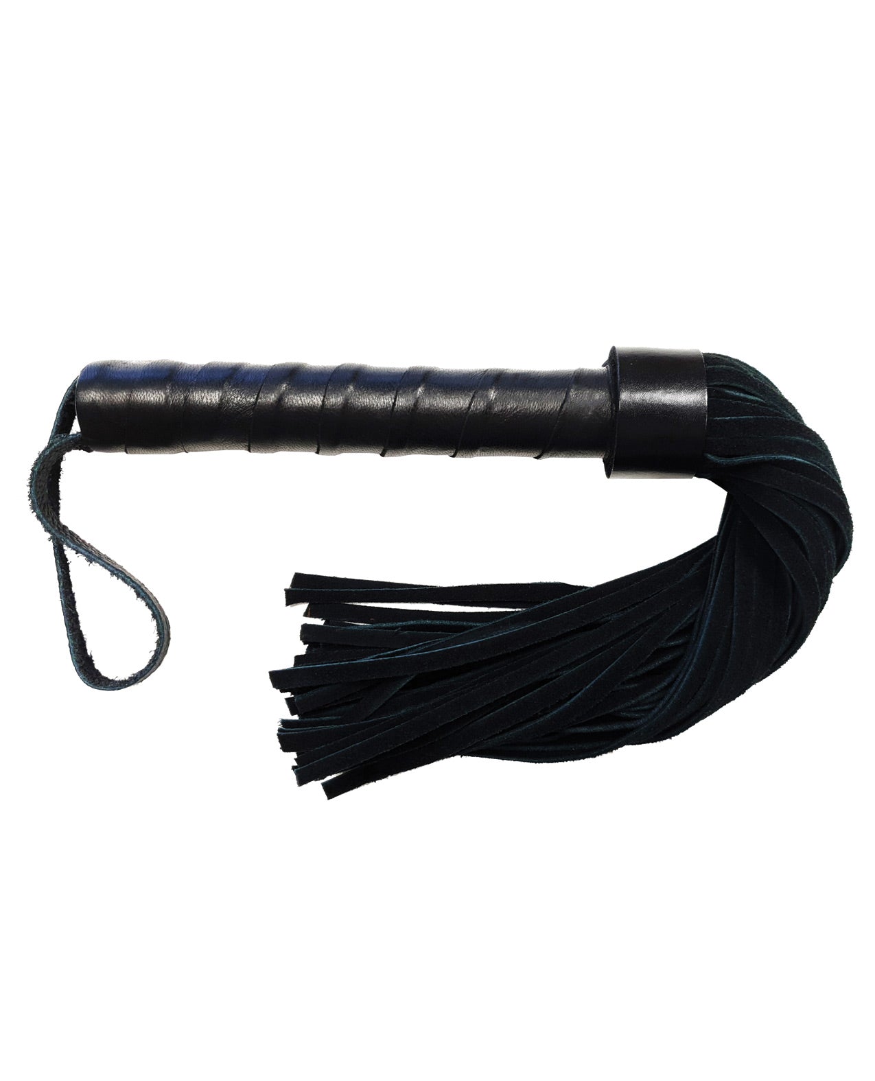 Rouge Leather Handle Short Short Suede Flogger - Black by Bondage & Fetish Toys