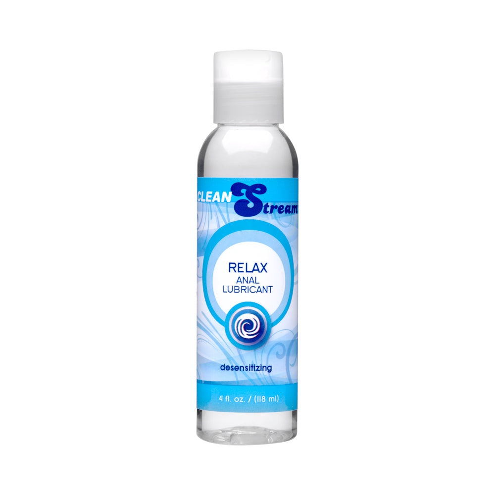 CleanStream Relax Desensitizing Anal Glide 4 oz bottle, lidocaine-infused lubricant for smooth, comfortable anal play