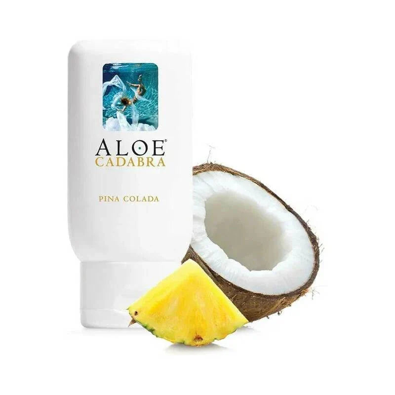 Aloe Cadabra Pina Colada flavored organic aloe lubricant with coconut and pineapple scent, 2.5 oz. bottle