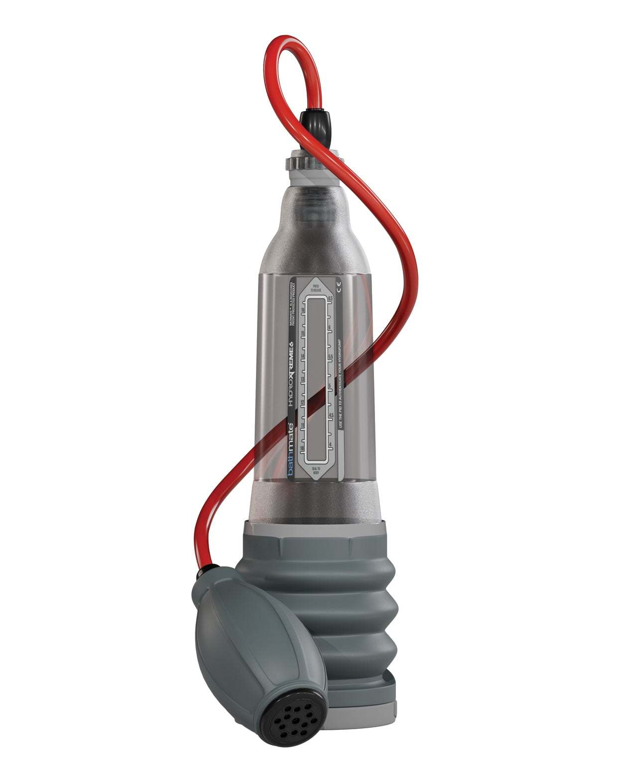 Bathmate Hydroxtreme 6 clear penis pump with handball pressure control and measurement scale