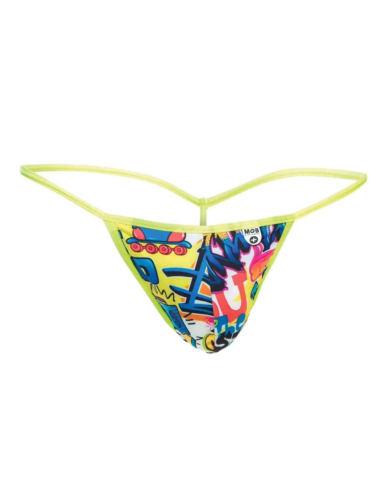 Male Basics Sinful Hipster Wow T Thong G-String Yellow Print MD by Apparel