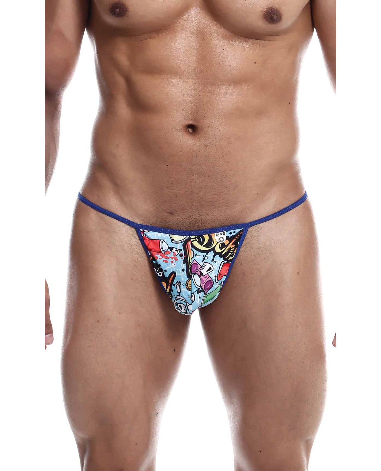 Male Basics Sinful Hipster Music T Thong G-String Blue Print XL by Apparel