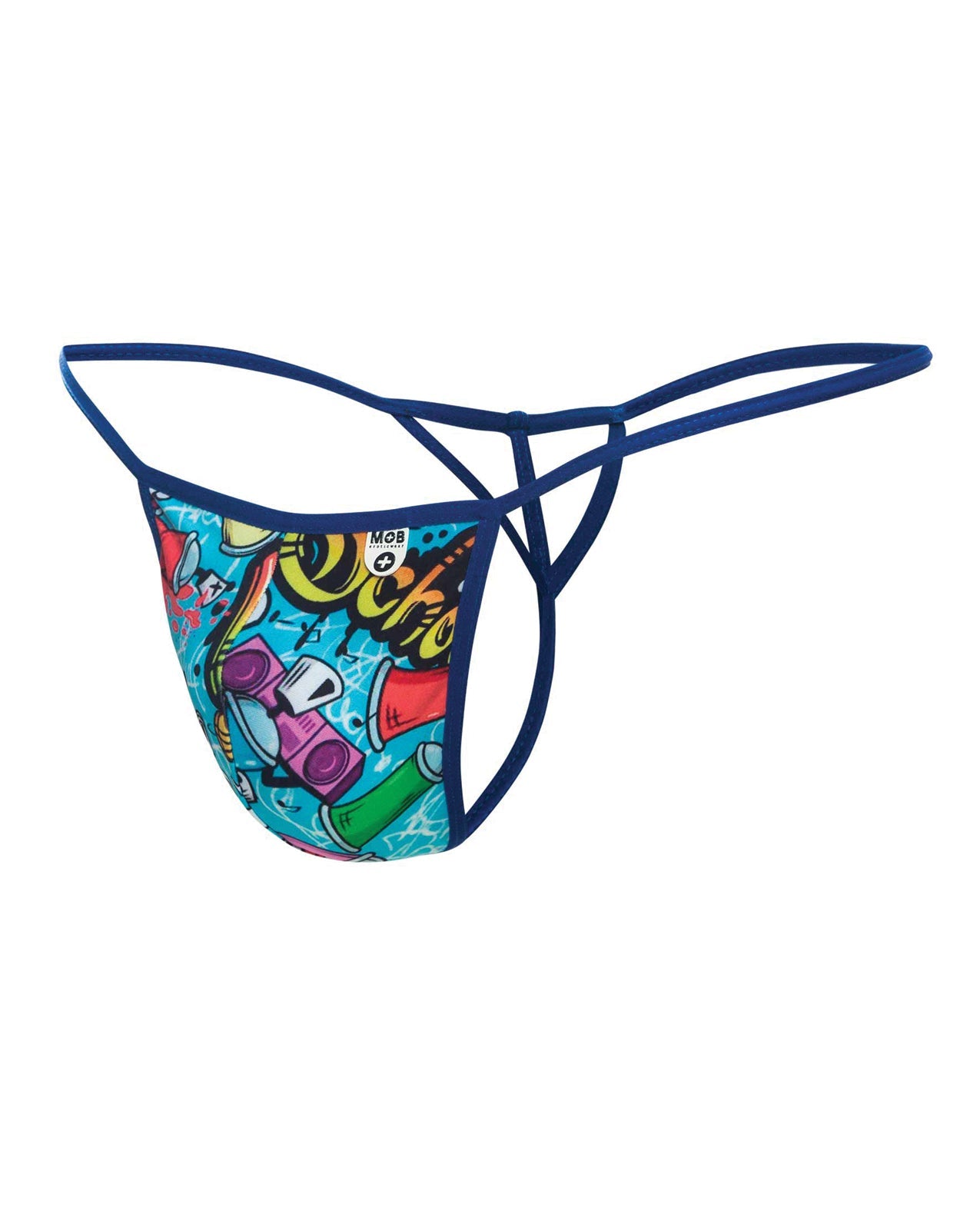Male Basics Sinful Hipster Music T Thong G-String Blue Print XL by Apparel