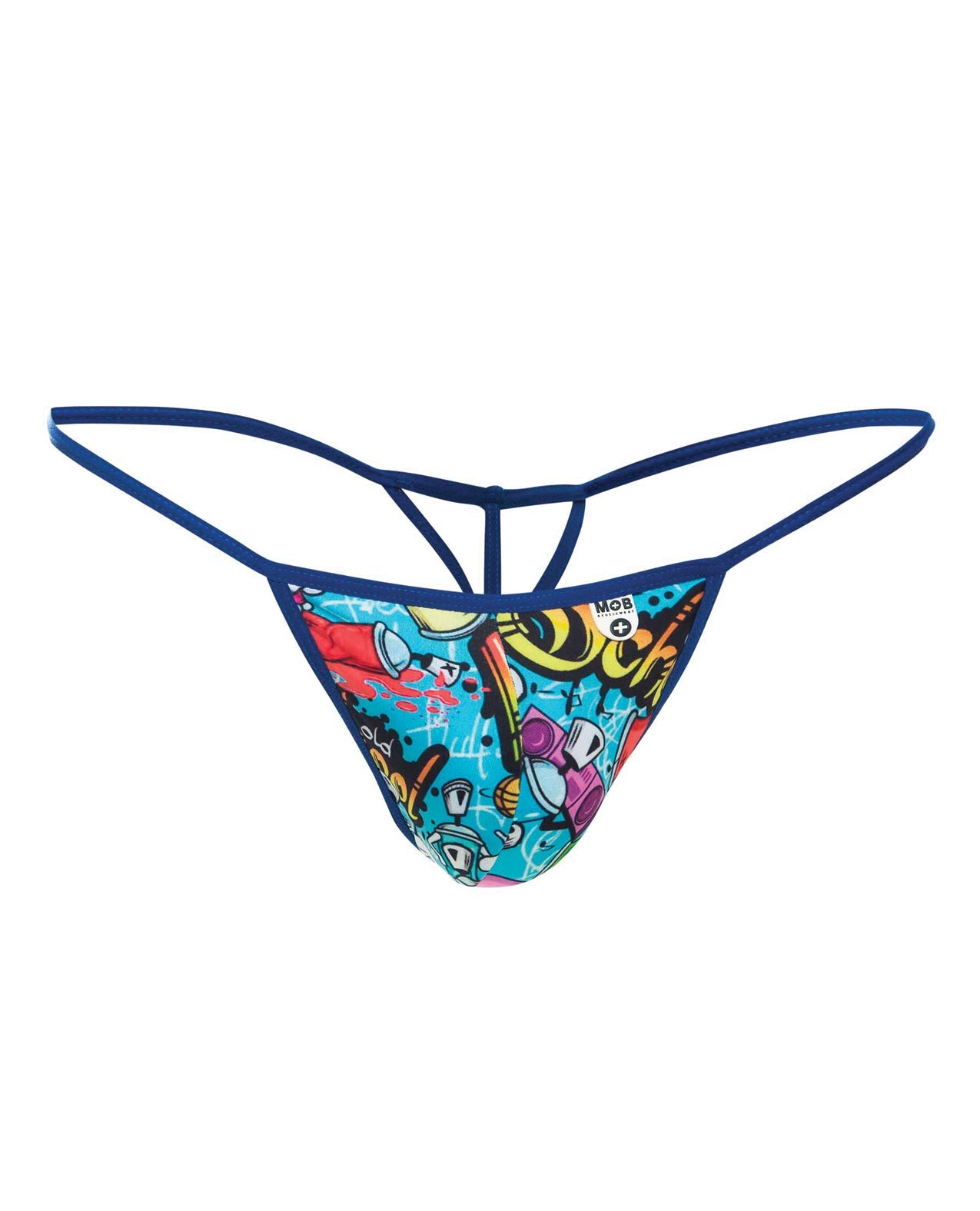 Male Basics Sinful Hipster Music T Thong G-String Blue Print XL by Apparel