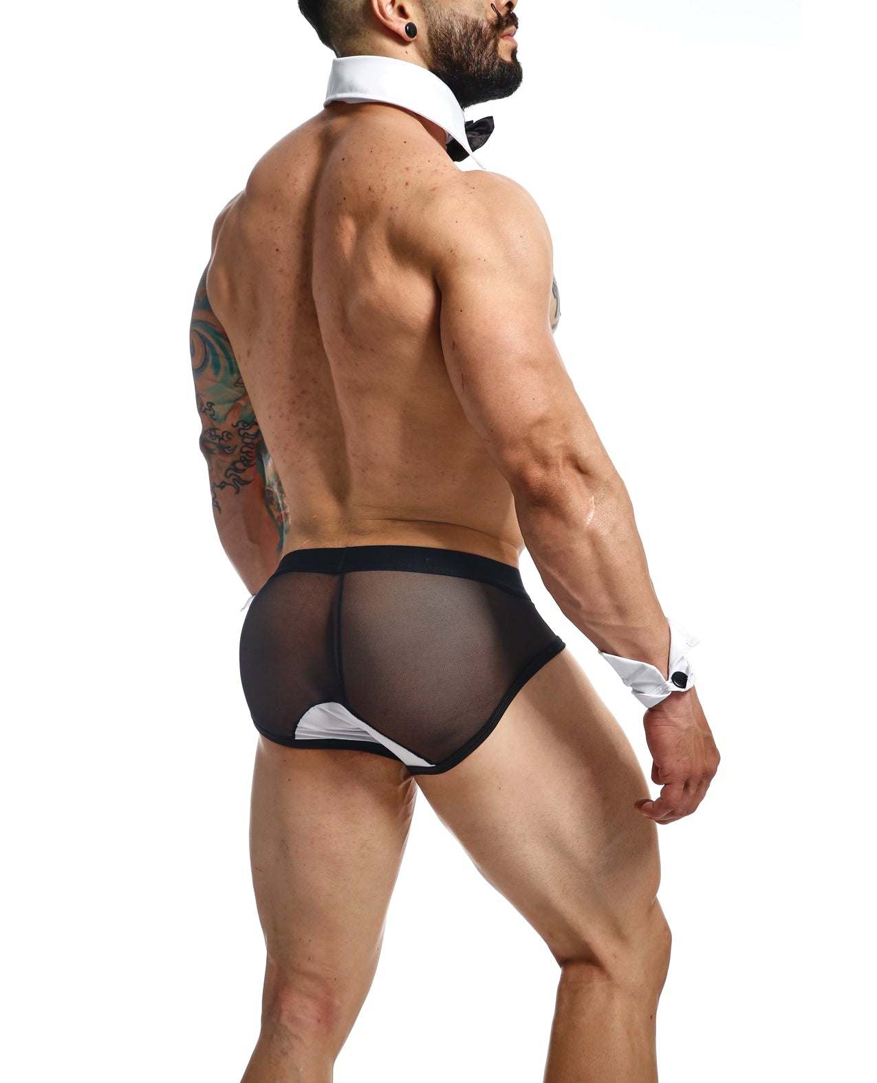 Male Basics MOB Maitre D Brief, Bow & French Cuffs Black/White XL by Apparel