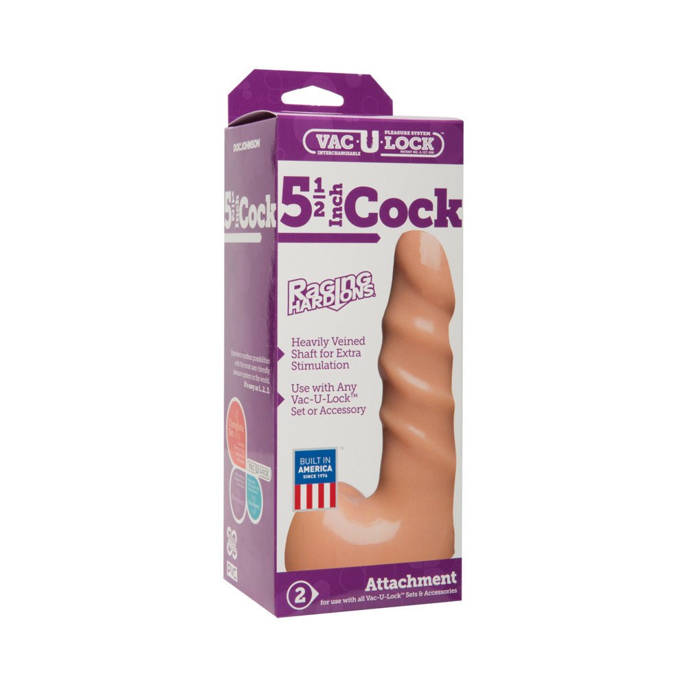 Vac-U-Lock 5.5-inch realistic cock attachment in white for compatible Vac-U-Lock system accessories.
