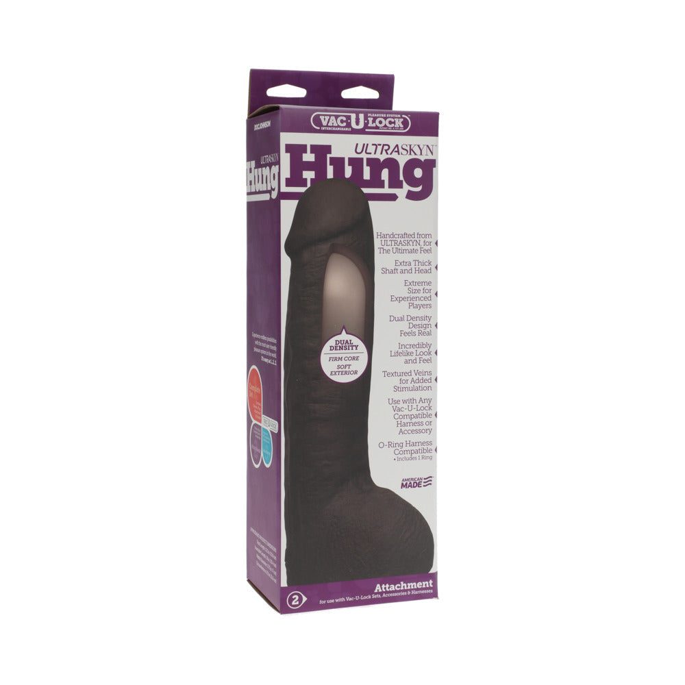Vac-U-Lock UR3 Hung Black realistic pleasure toy with dual-density material and large O-ring attachment.