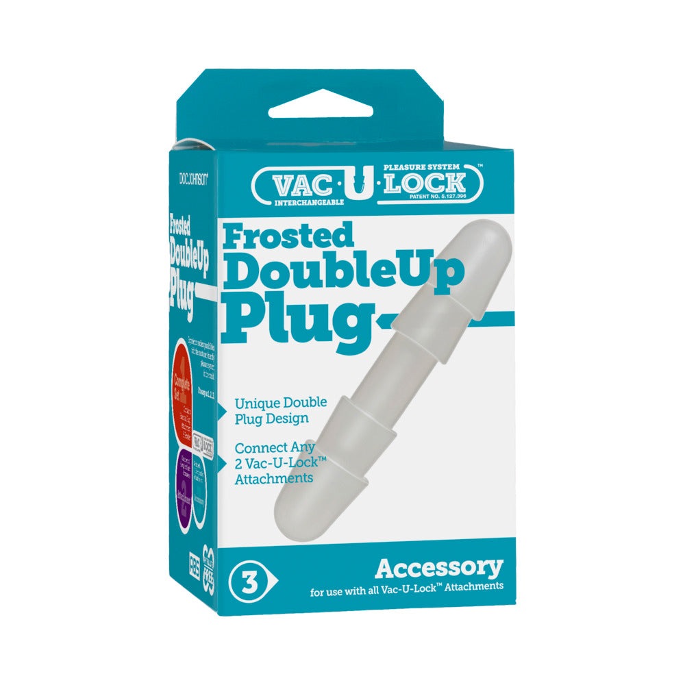 Vac-U-Lock Frosted DoubleUp Plug Frost accessory for connecting two Vac-U-Lock dildos with a unique double plug design.