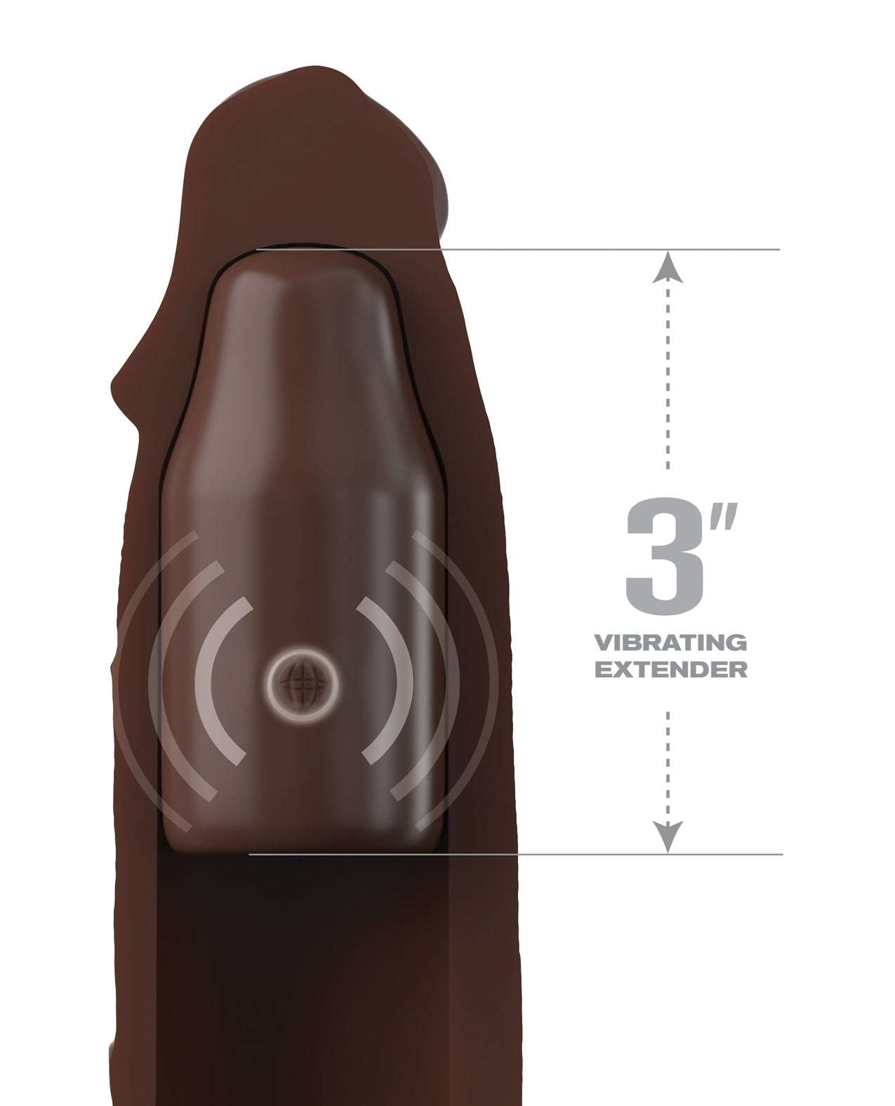 Fantasy X-Tensions Elite 9 Inch Sleeve Vibrating 3 Inch Plug With Remote - Brown by Anal Toys & Stimulators