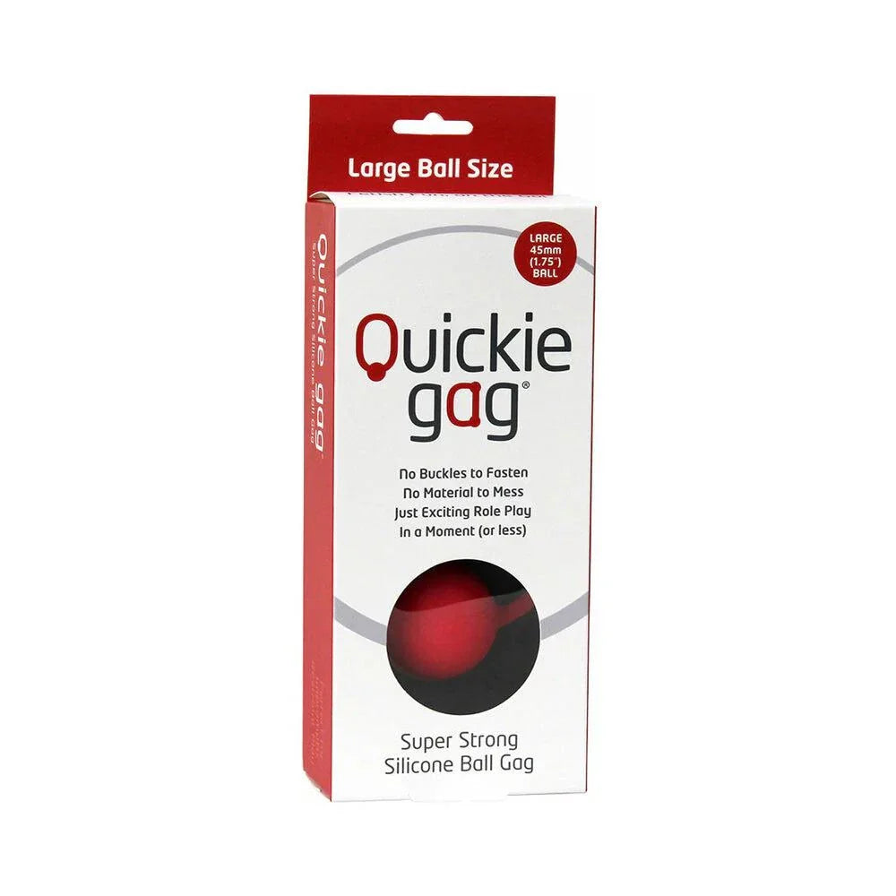 Quickie Ball Gag Large Red in packaging with 45mm silicone ball for comfortable, secure restraint during intimate play