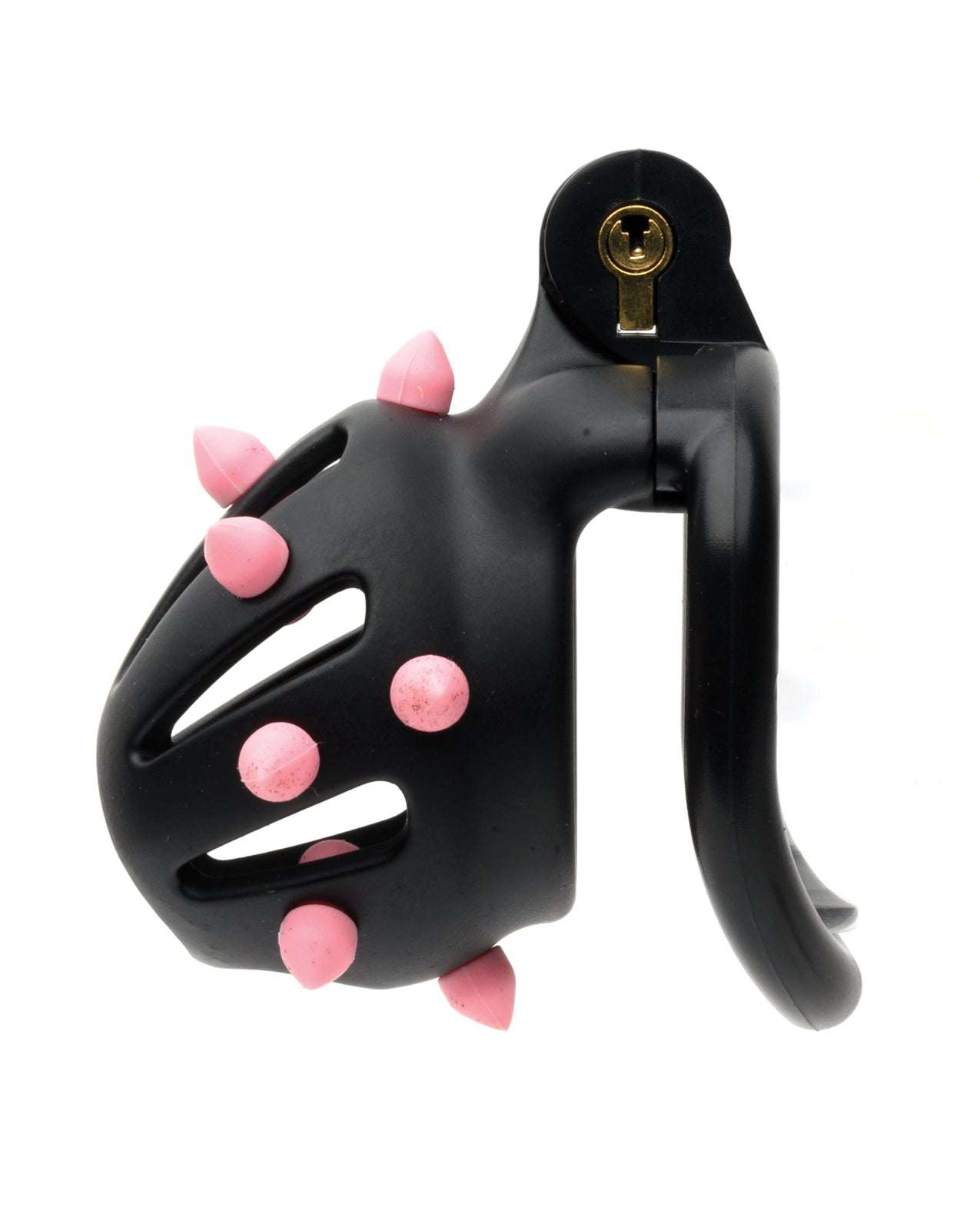 Sport Fucker Cellmate FlexiSpike chastity cage with pink silicone spikes and black resin design