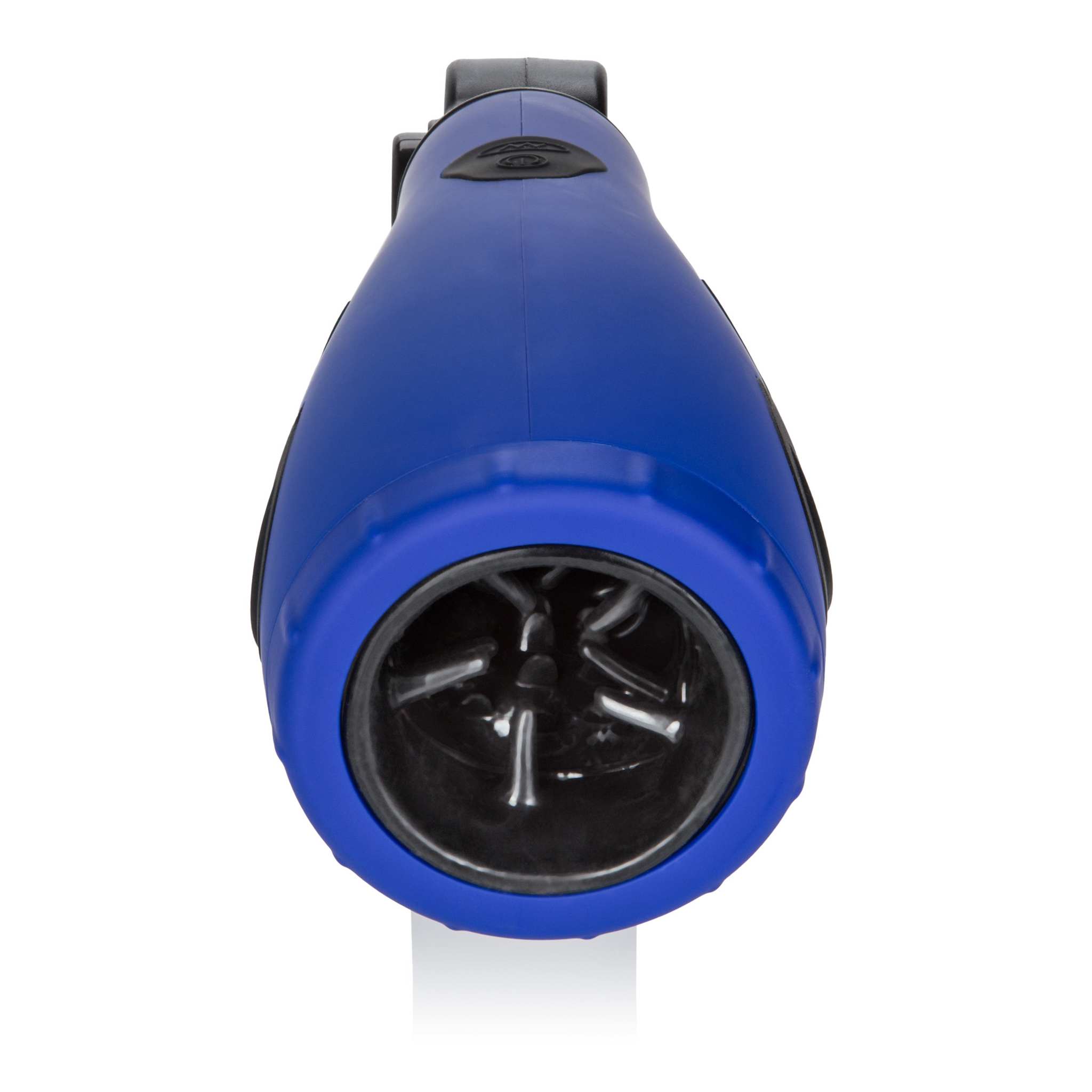 Blue Apollo Hydro Power Stroker with textured internal sleeve and removable suction cup base for hands-free use