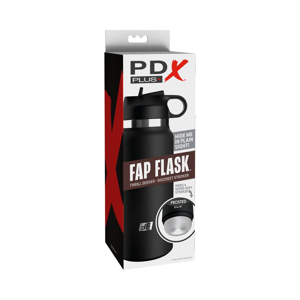 PDX Plus Fap Flask Thrill Seeker Discreet Stroker Black Bottle Frosted by Masturbators and Strokers