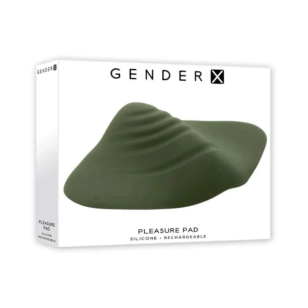 Gender X Pleasure Pad rechargeable silicone grinding pad and stroker in green packaging
