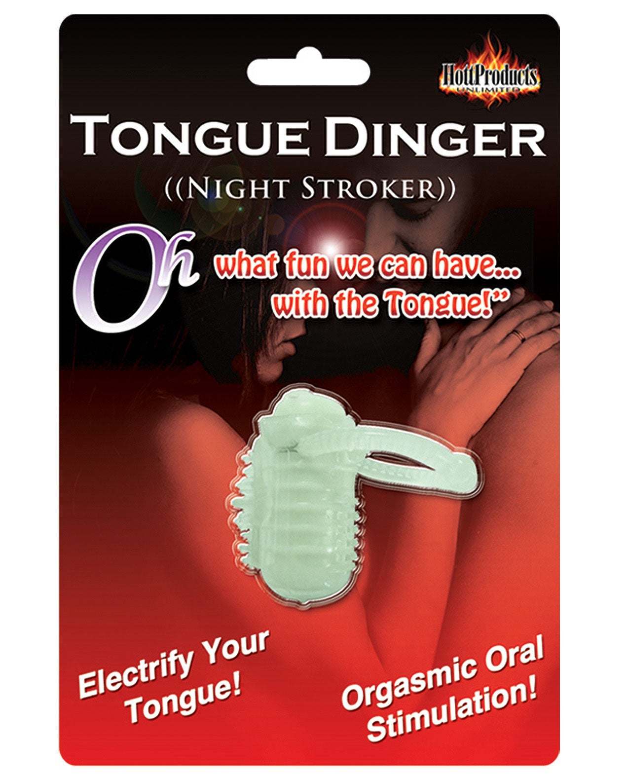 Glow in the dark vibrating tongue ring for oral stimulation