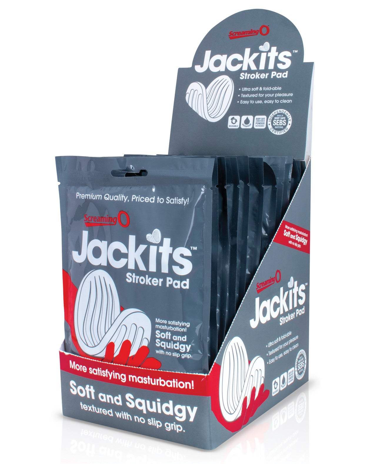 Screaming O Jackits stroker pad soft squidgy textured masturbation aid with non-slip grip clear packaging