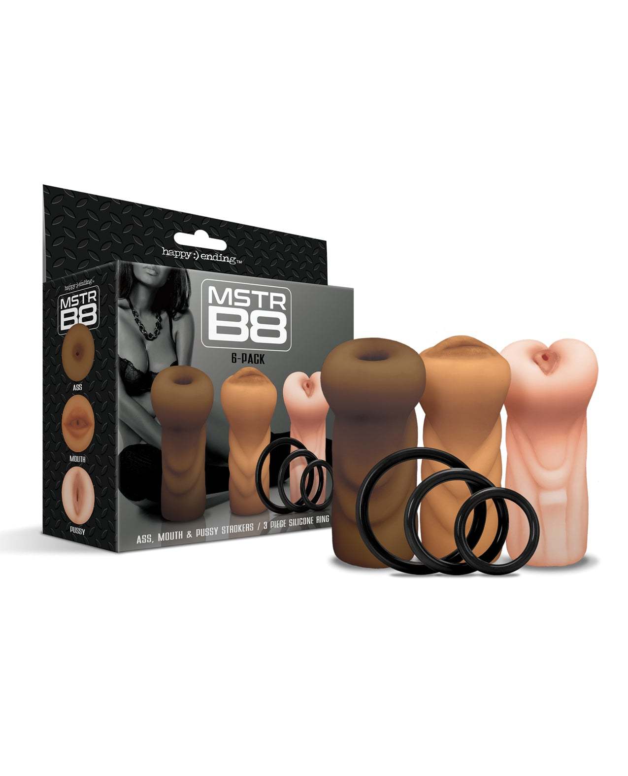 MSTR B8 Stroker Set w/C-Rings - Assorted Pack of 3 by Masturbators and Strokers
