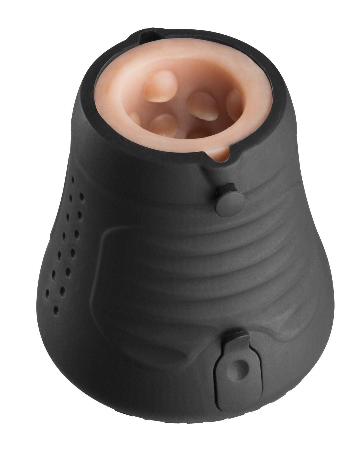 ElectraStim Jack Socket black silicone e-stim stroker with realistic textured sleeve and adjustable pressure design