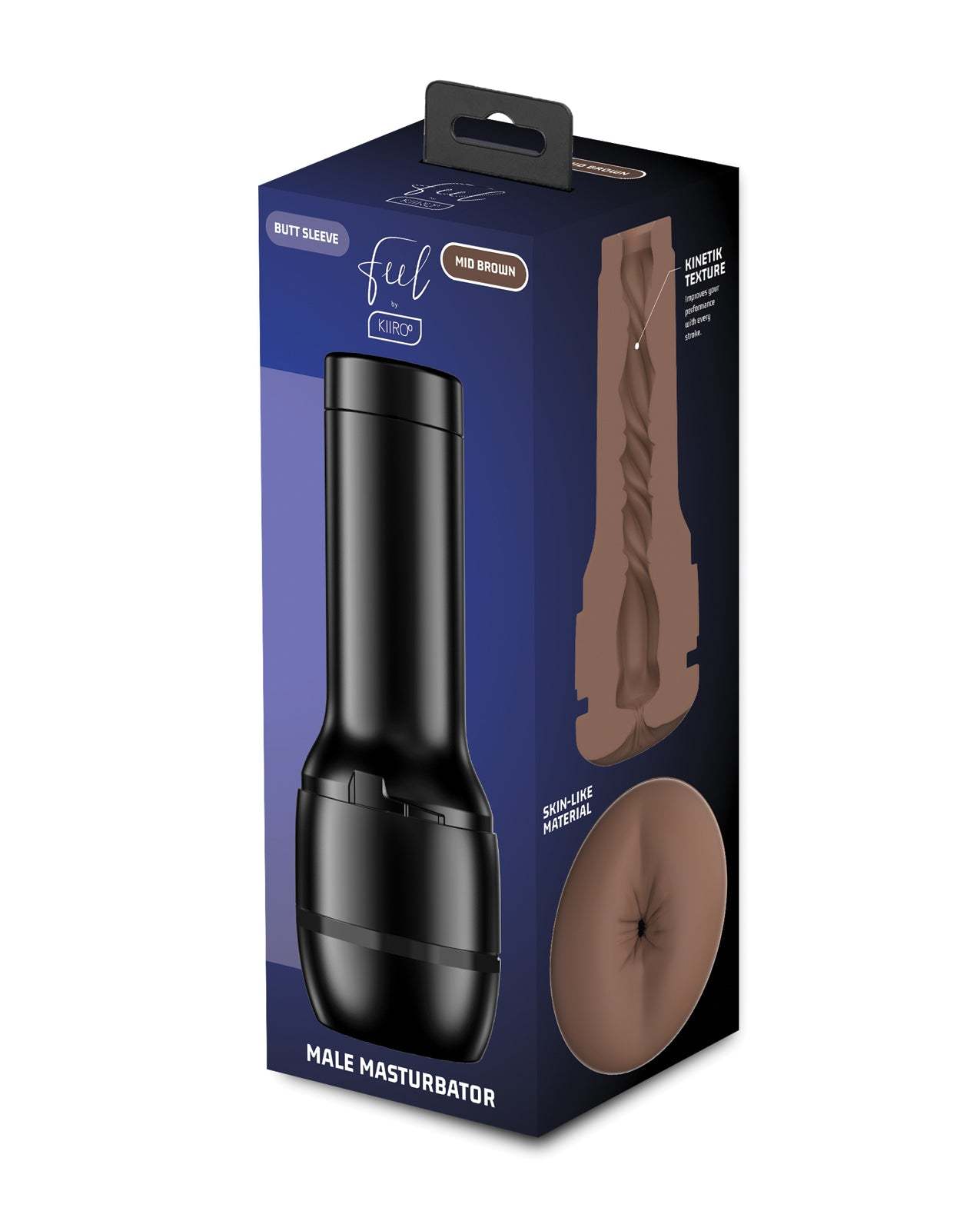 Kiiroo Feel Stroker Generic Butt Mid Brown male masturbator with skin-like material and realistic texture in packaging