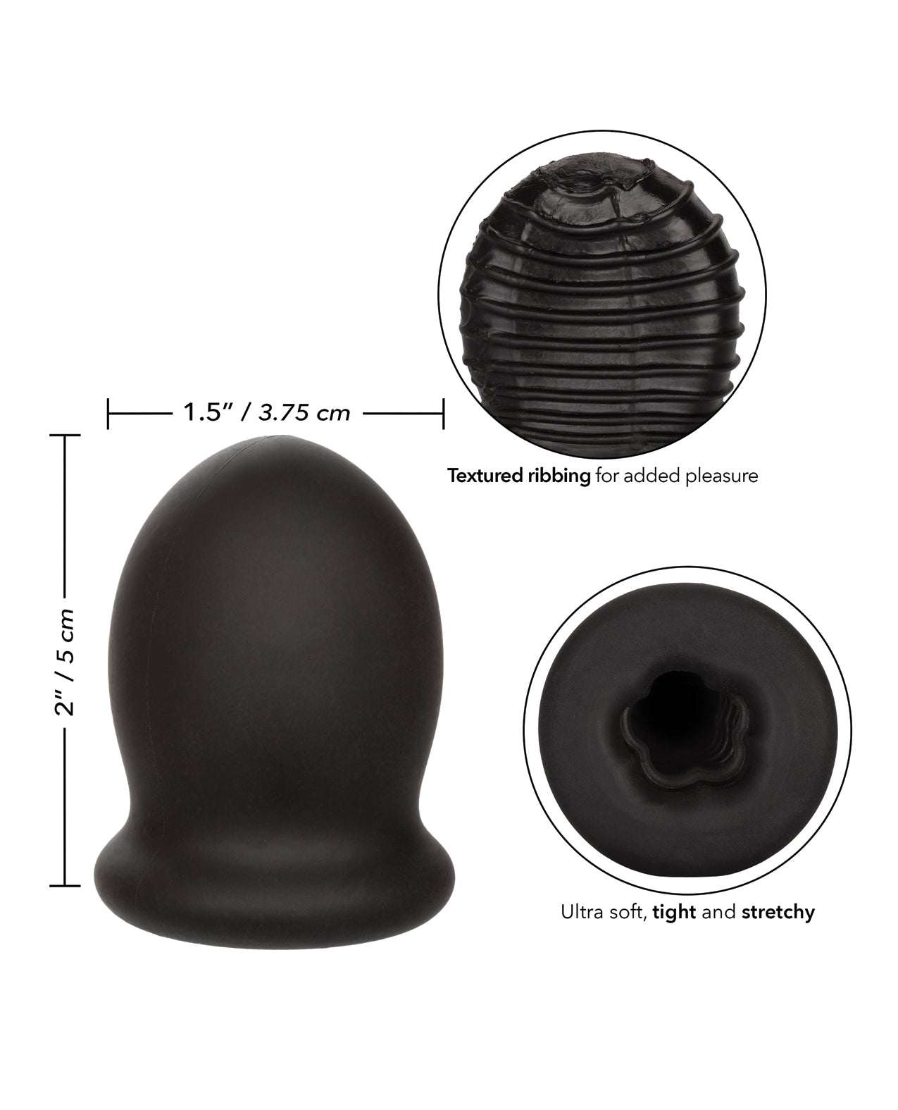 Boundless FTM Stroker 2 inch liquid silicone stroker with textured ribbing and closed-end suction design