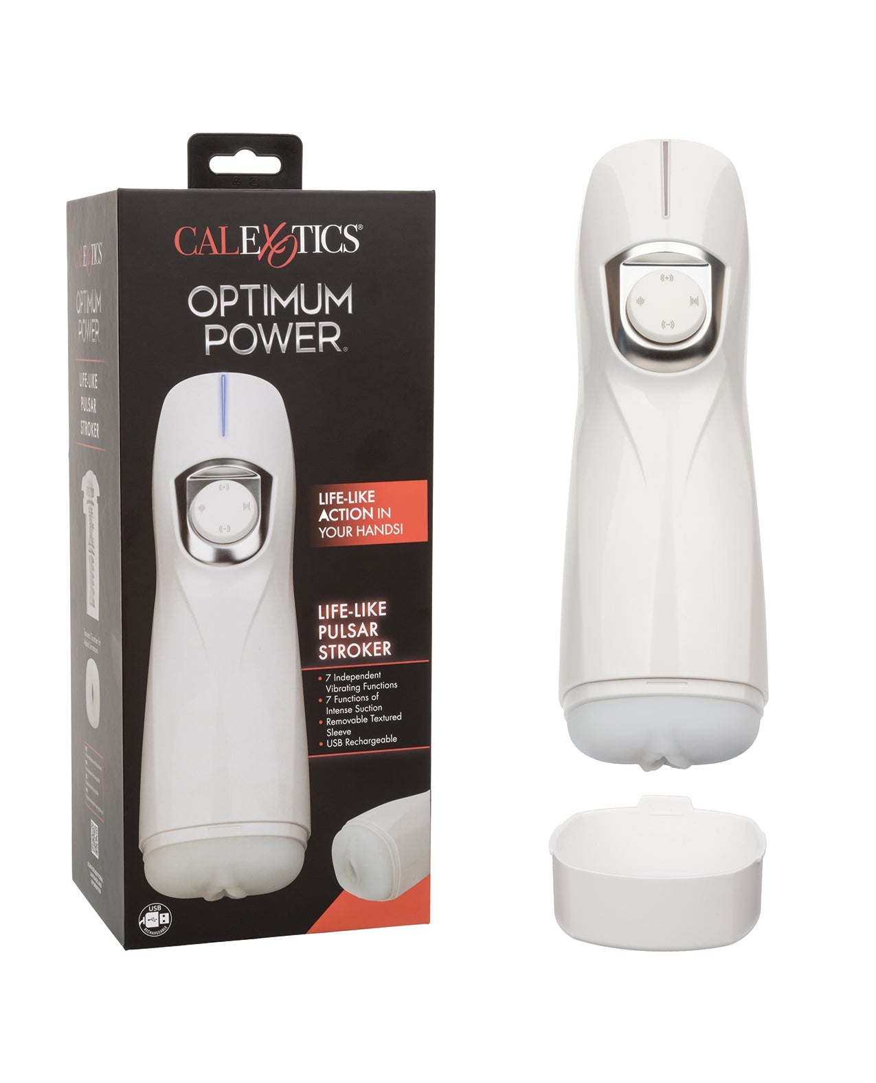 Optimum Power Lifelike Pulsar Stroker - White by Masturbators and Strokers