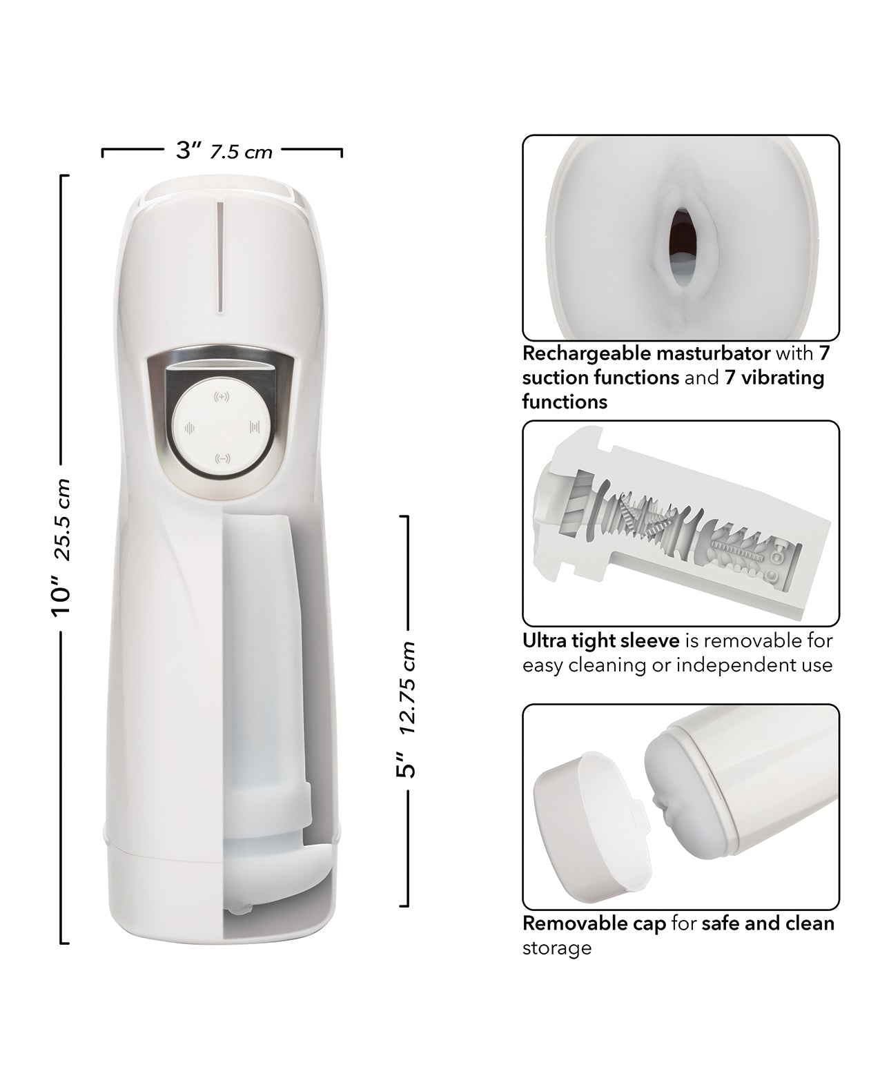 Optimum Power Lifelike Pulsar Stroker - White by Masturbators and Strokers