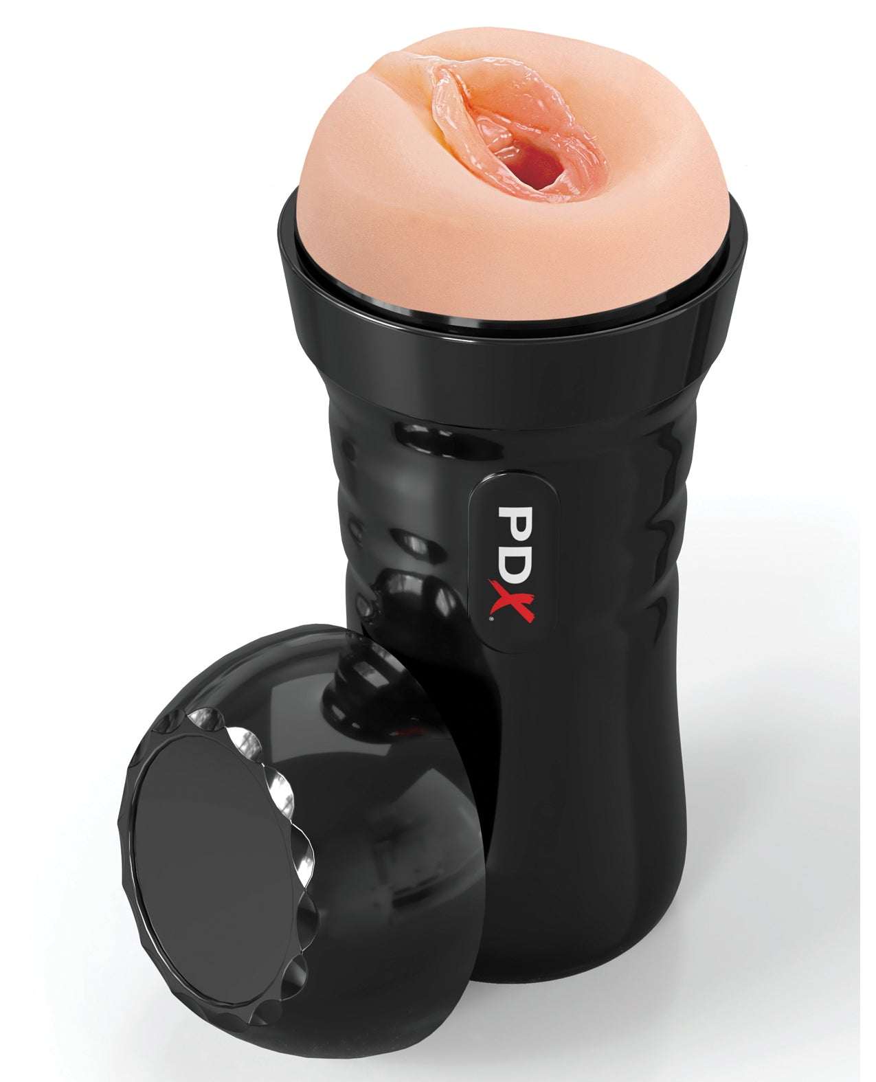 Super Juicy Snatch self-lubricating stroker with realistic texture and ergonomic black case