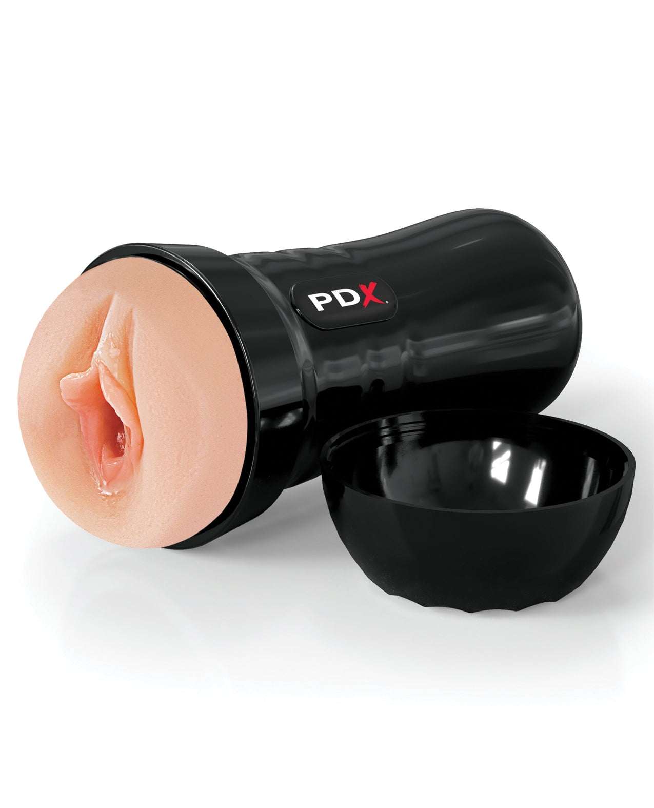 Super Juicy Snatch self-lubricating male stroker with realistic design and black ergonomic case