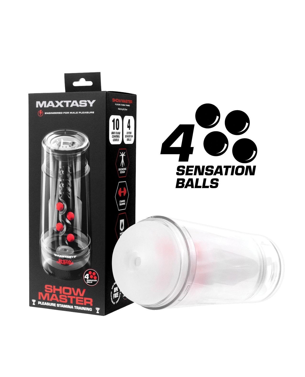 Maxtasy Show Master Non-Realistic Stroker - Clear by Masturbators and Strokers