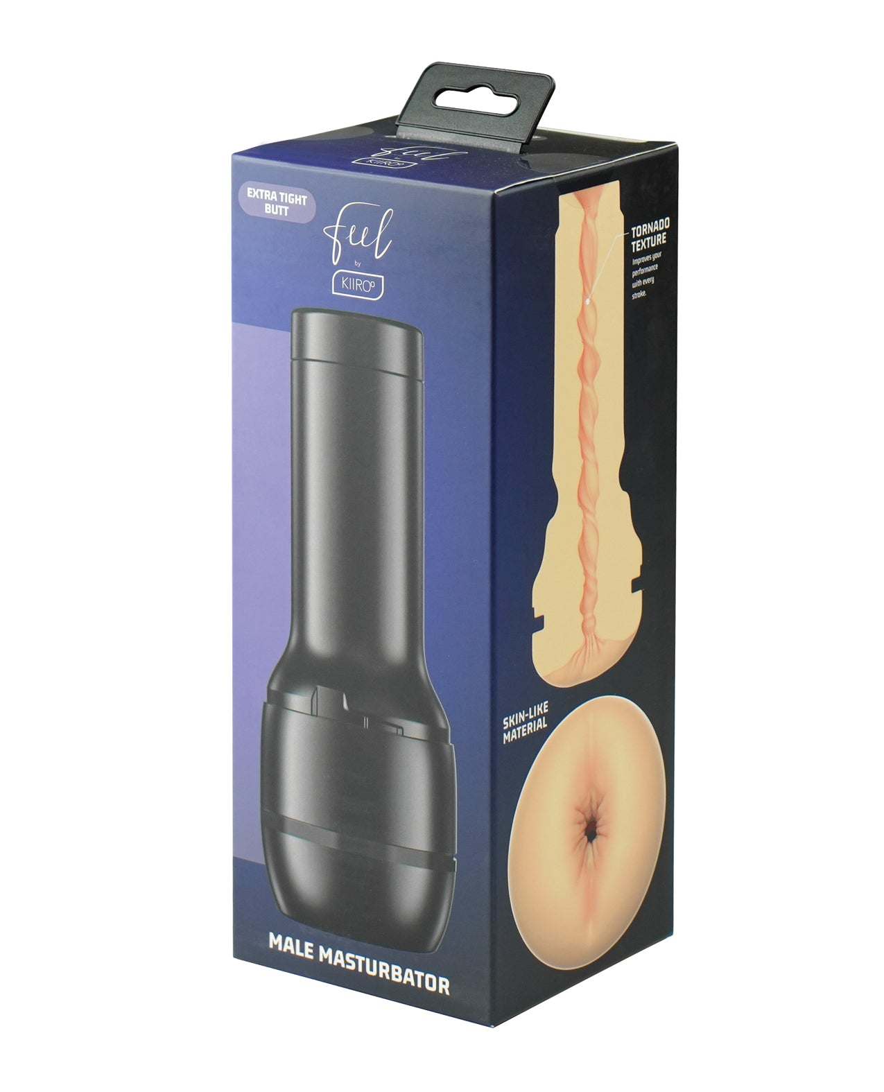 Kiiroo Feel Generic Extra Tight Anal Stroker in pale with skin-like texture and internal ribs for realistic sensation male masturbator packaging