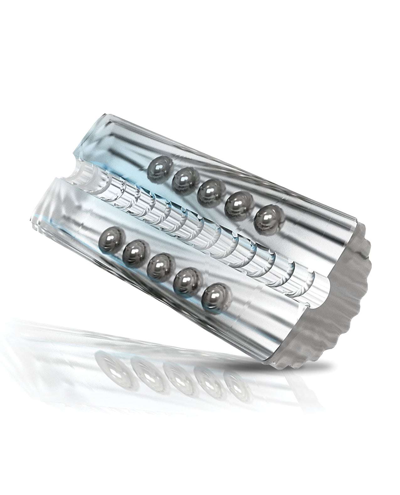 MSTR B8 Balls to the Wall clear-view beaded stroker with 15 metal beads for unique sensations