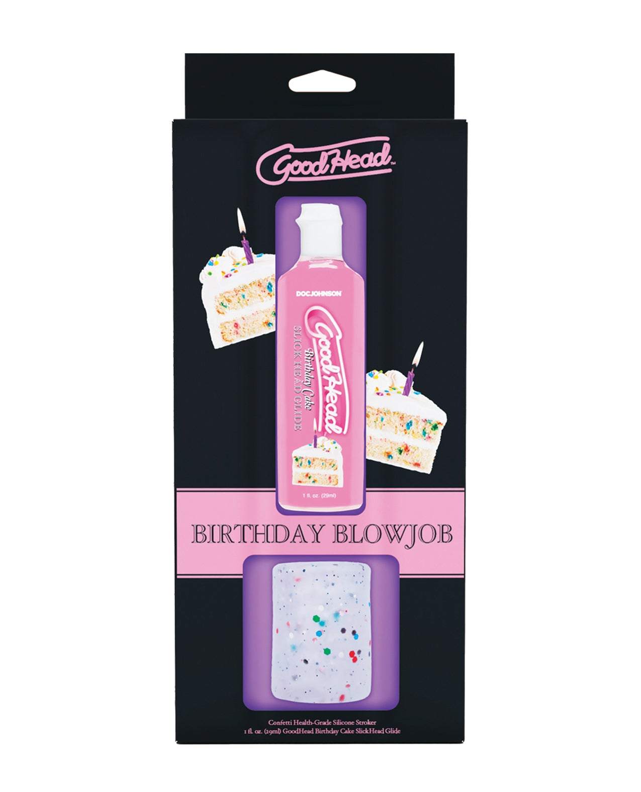 GoodHead Birthday Cake Blowjob Set Includes Stroker & Slick Head Glide - 1 oz Bottle Birthday Cake by Masturbators and Strokers