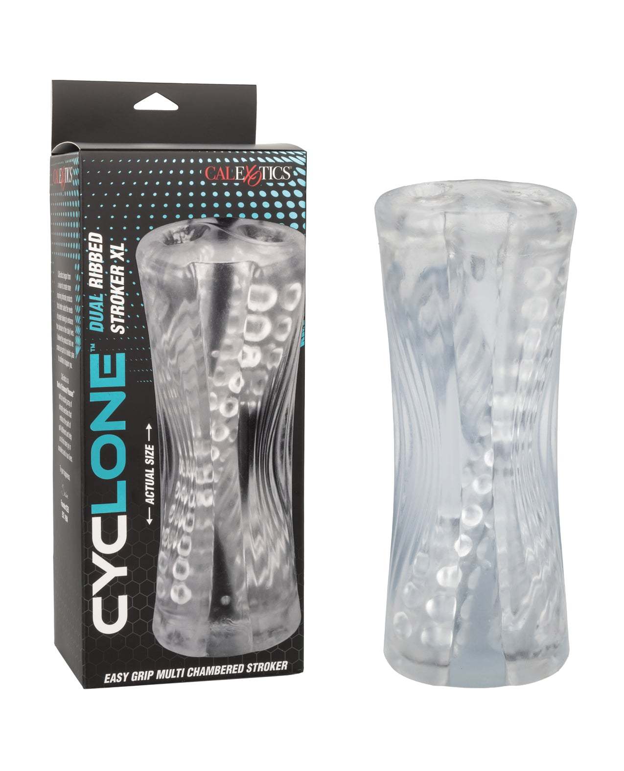 Cyclone Dual Ribbed Stroker XL - Clear by Masturbators and Strokers