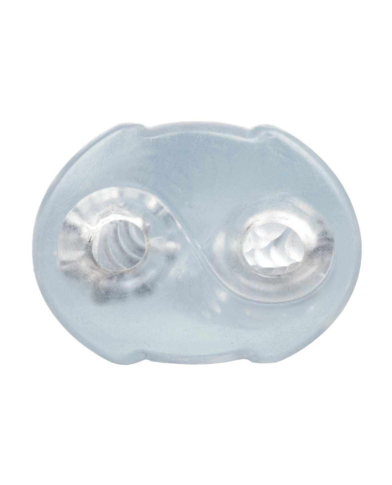Clear Cyclone Dual Ribbed Stroker XL with textured dual chambers for enhanced stimulation and easy grip.