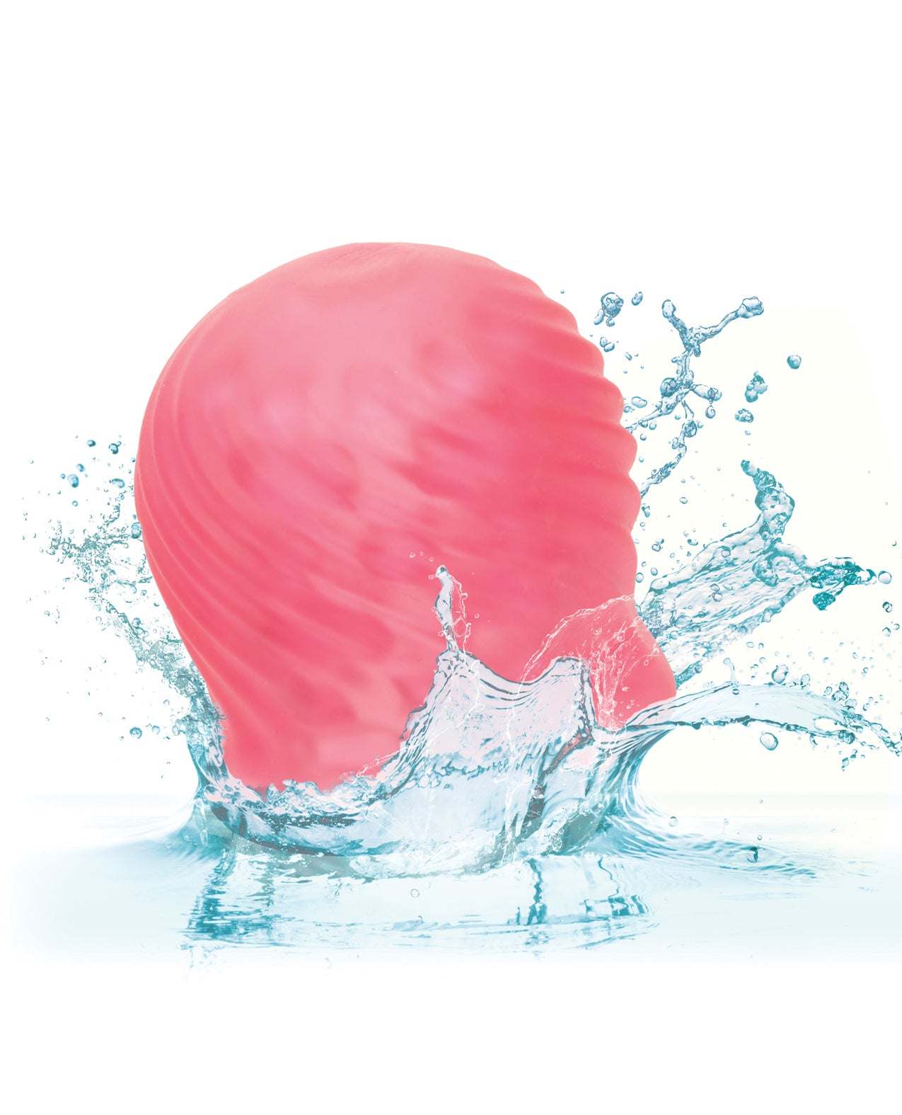 Pink Pop Sock Tickler stroker with textured surface splashing in water for enhanced pleasure and suction.