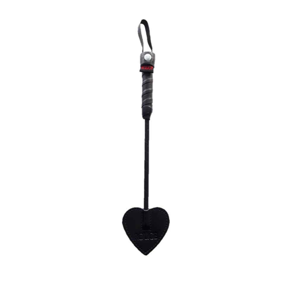 Rouge Mini Spade Paddle 10 inch black leather heart-shaped paddle with wrist strap
