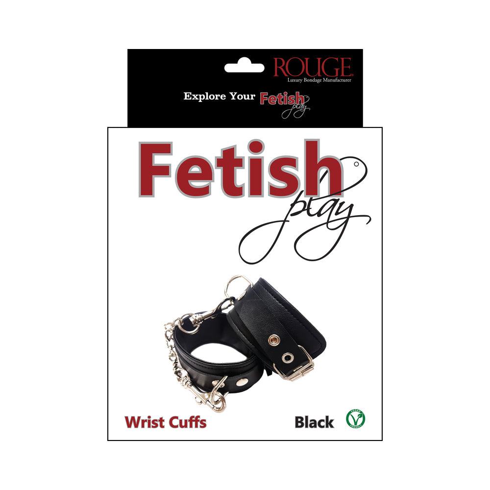 Rouge Fetish Play Vegan Wrist Cuffs Black by Bondage & Fetish Toys